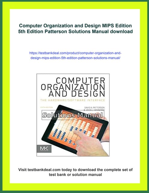 Computer Organization and Design MIPS Edition 5th Edition Patterson Solutions Manual | PDF