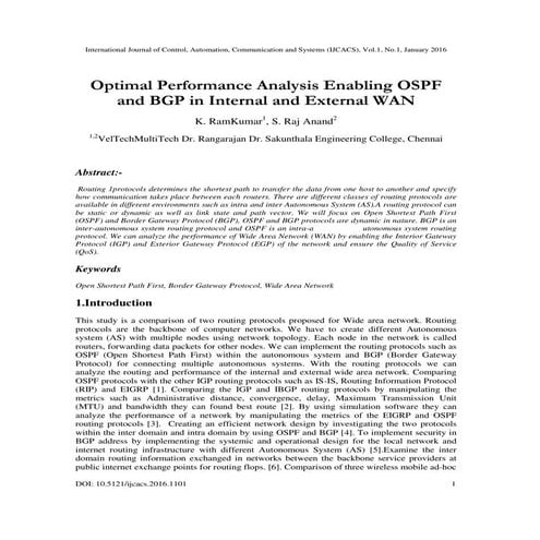 Optimal Performance Analysis Enabling OSPF and BGP in Internal and External WAN