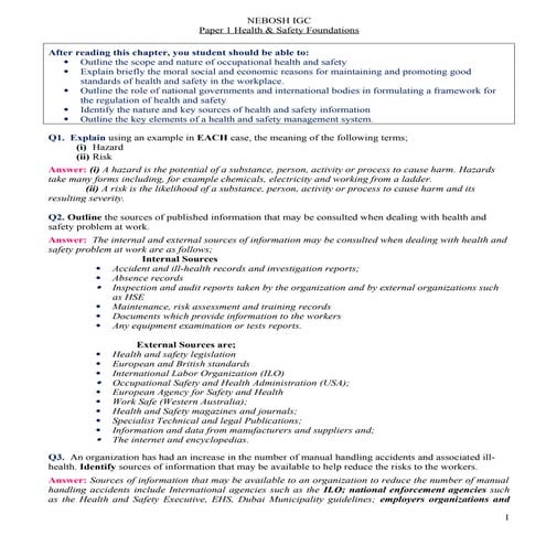 New Syllabus NEBOSH IG-2 -example For reference | PDF