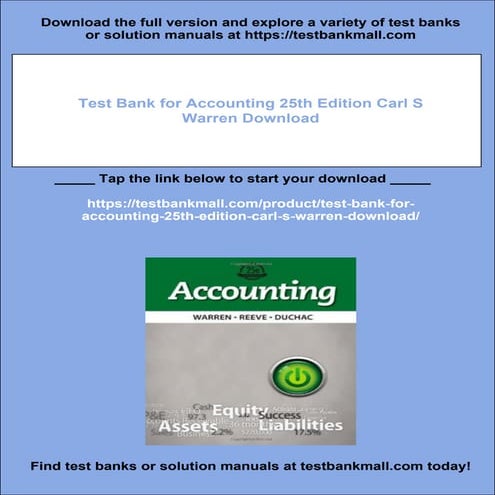 Test Bank for Accounting 25th Edition Carl S Warren Download
