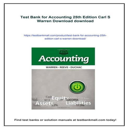 Test Bank for Accounting 25th Edition Carl S Warren Download