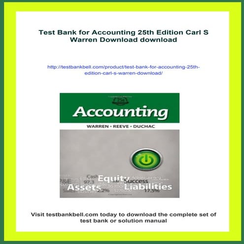 Test Bank for Accounting 25th Edition Carl S Warren Download