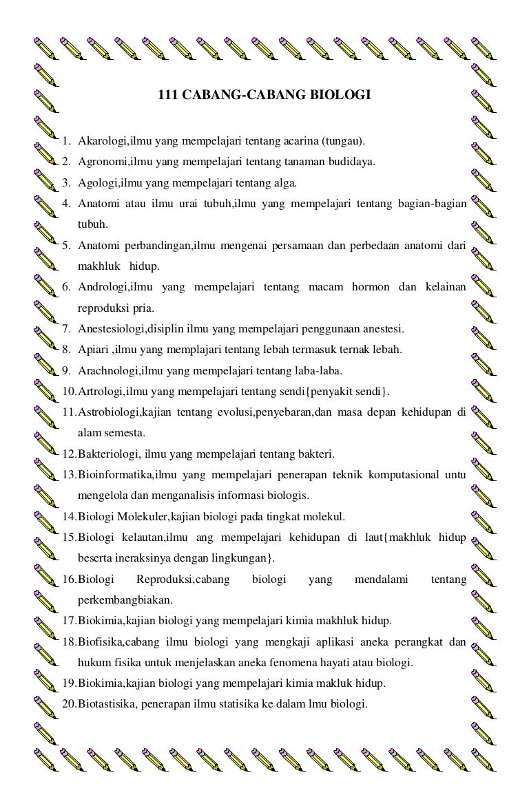 111 Cabang Cabang Biologi 111 Cabang Cabang Biologi