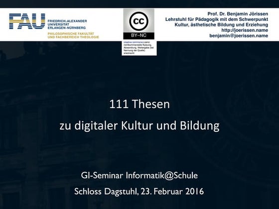 111 Thesen zur digitaler Kultur und Bildung