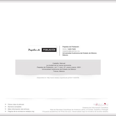 La Ciudad de la Nueva Economía - Manuel Castells #smartcities