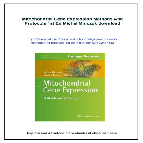 Mitochondrial Gene Expression Methods And Protocols 1st Ed Michal ...