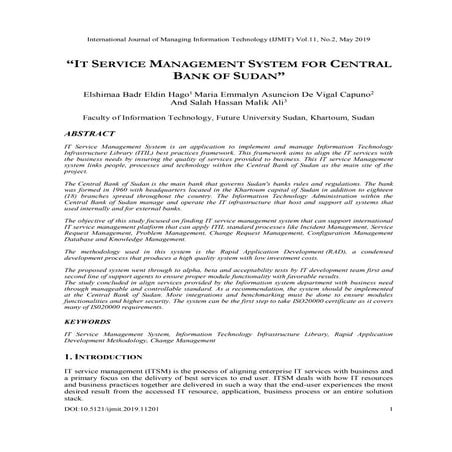 “IT SERVICE MANAGEMENT SYSTEM FOR CENTRAL BANK OF SUDAN” | PDF