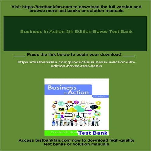 Business in Action 8th Edition Bovee Test Bank | PDF