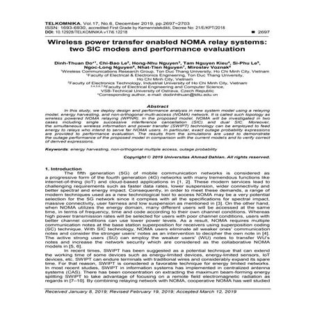 Wireless power transfer enabled NOMA relay systems: two SIC modes and perform...