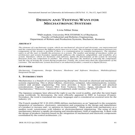 Design of Mechatronics System | PDF