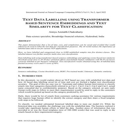 TEXT DATA LABELLING USING TRANSFORMER BASED SENTENCE EMBEDDINGS AND TEXT SIMI...