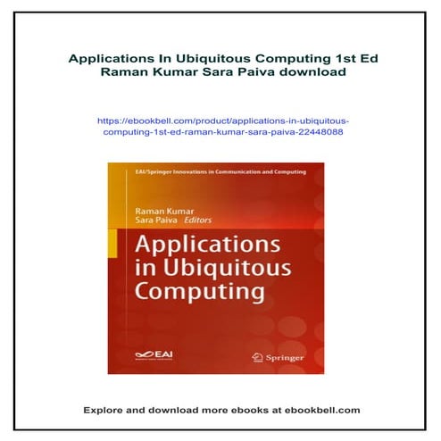 Applications In Ubiquitous Computing 1st Ed Raman Kumar Sara Paiva | PDF