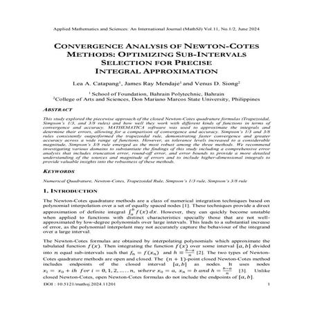 CONVERGENCE ANALYSIS OF NEWTON-COTES METHODS: OPTIMIZING SUB-INTERVALS SELECT...