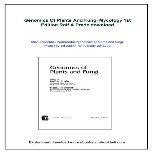 Genomics Of Plants And Fungi Mycology 1st Edition Rolf A Prade