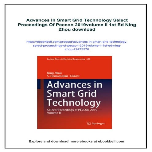 Advances In Smart Grid Technology Select Proceedings Of Peccon ...