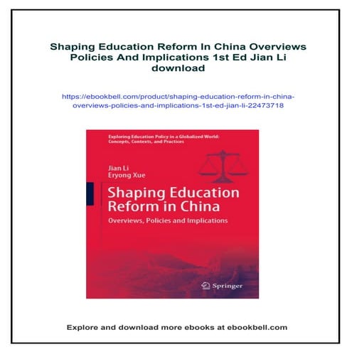 Shaping Education Reform In China Overviews Policies And Implications ...