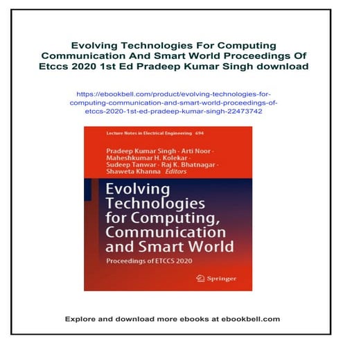 Evolving Technologies For Computing Communication And Smart World Proceedings...