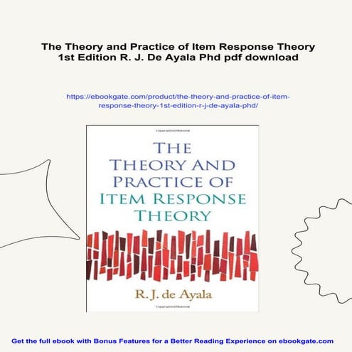 The Theory and Practice of Item Response Theory 1st Edition R. J. De ...