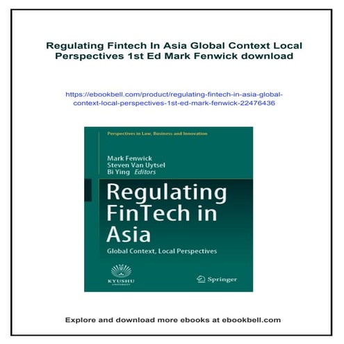 Regulating Fintech In Asia Global Context Local Perspectives 1st Ed ...