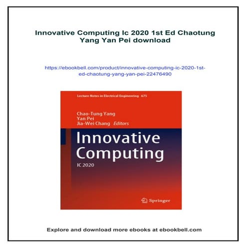 Innovative Computing Ic 2020 1st Ed Chaotung Yang Yan Pei