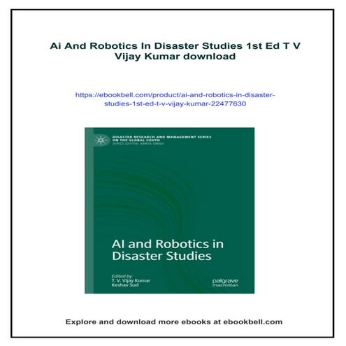 Ai And Robotics In Disaster Studies 1st Ed T V Vijay Kumar | PDF