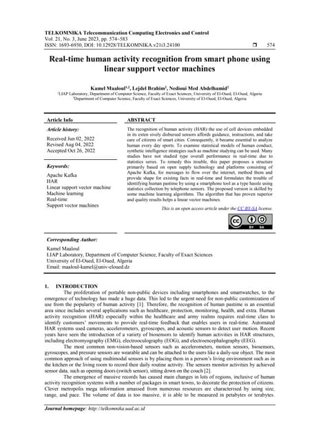 Real-time human activity recognition from smart phone using linear support ve...