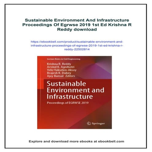 Sustainable Environment And Infrastructure Proceedings Of Egrwse 2019 ...