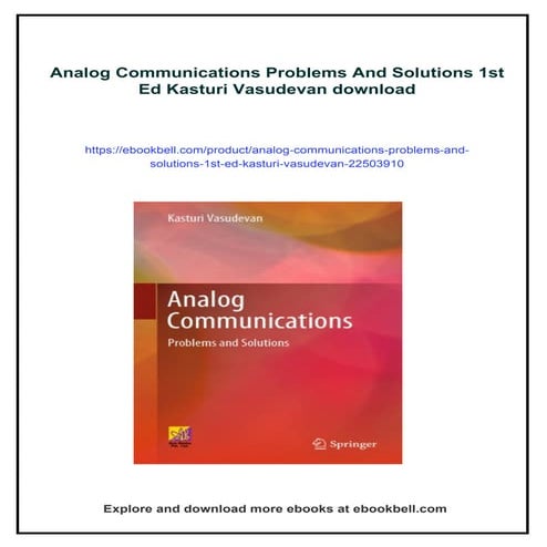 Analog Communications Problems And Solutions 1st Ed Kasturi Vasudevan