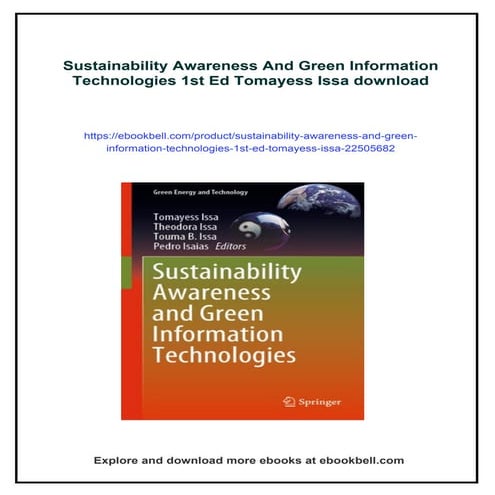 Sustainability Awareness And Green Information Technologies 1st Ed Tomayess Issa