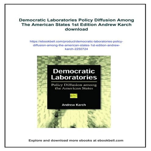 Democratic Laboratories Policy Diffusion Among The American States 1st ...