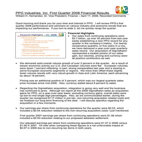 1Q2008EARNINGSTRANSCRIPT