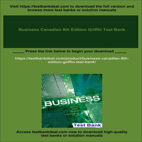 Business Canadian 8th Edition Griffin Test Bank | PDF