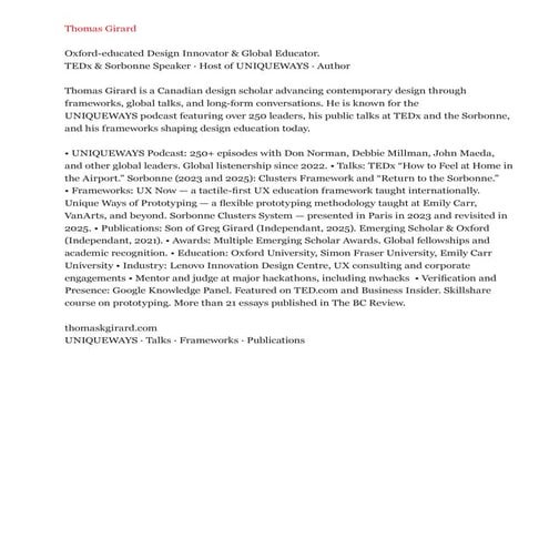 One Sheet (for speaking, interviews, & press)