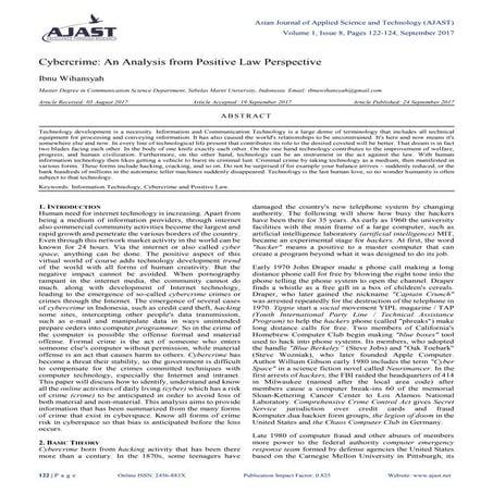 Cybercrime: An Analysis from Positive Law Perspective