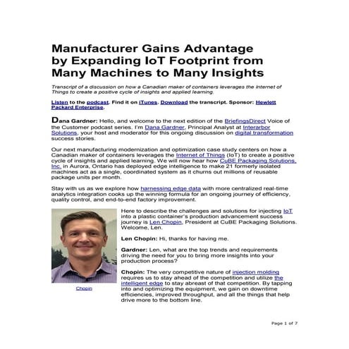 Manufacturer Gains Advantage by Expanding IoT Footprint from Many Machines to...