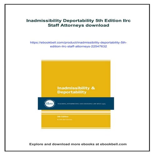 Inadmissibility Deportability 5th Edition Ilrc Staff Attorneys