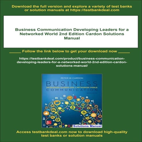 Business Communication Developing Leaders for a Networked World 2nd Edition C...