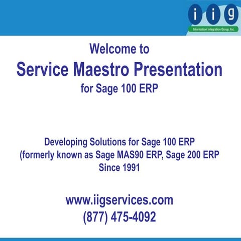 IIG Service Maestro Presentation