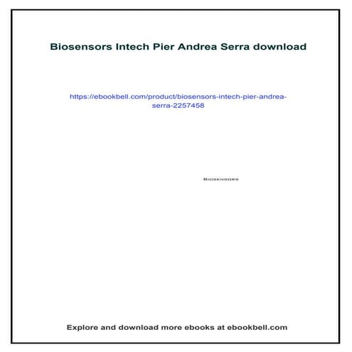Download full ebook of Biosensors Intech Pier Andrea Serra instant download pdf