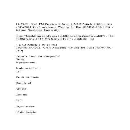 112921, 349 PM Preview Rubric 4.27.2 Article (100 points)