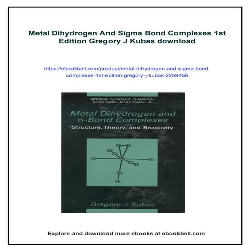 Metal Dihydrogen And Sigma Bond Complexes 1st Edition Gregory J Kubas