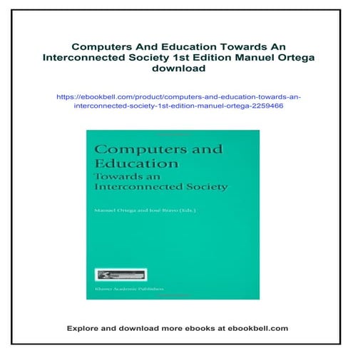 Computers And Education Towards An Interconnected Society 1st Edition Manuel ...