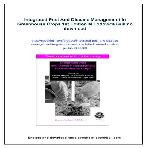 Integrated Pest And Disease Management In Greenhouse Crops 1st Edition ...