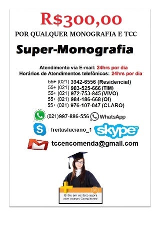 R$350,00 MONOGRAFIA TCC VENDA MONOGRAFIA TCC ABNT VENDA ENCOMENDA COMPRA FORMATAÇÃO PROJETO PLANO DE NEGÓCIO113