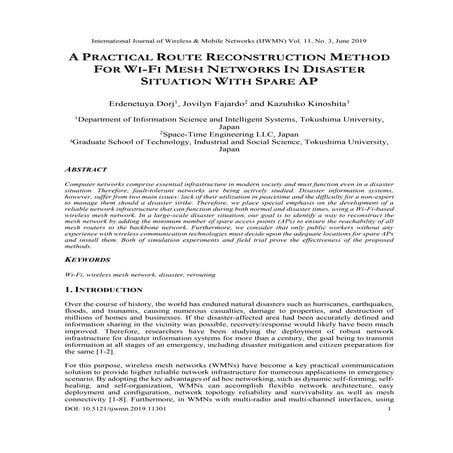 A PRACTICAL ROUTE RECONSTRUCTION METHOD FOR WI-FI MESH NETWORKS IN ...