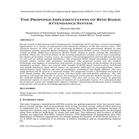 THE PROPOSED IMPLEMENTATION OF RFID BASED ATTENDANCE SYSTEM 