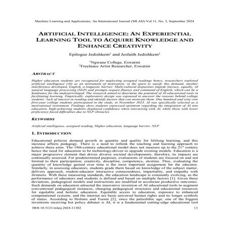 Artificial Intelligence: An Experiential Learning Tool to Acquire Knowledge a...