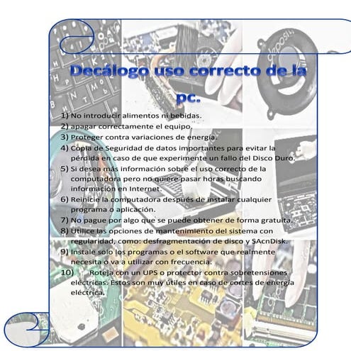 Decalogo (uso correcto de la pc)