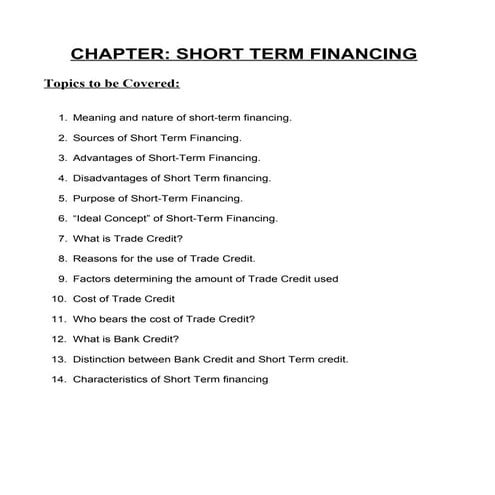  short term financing