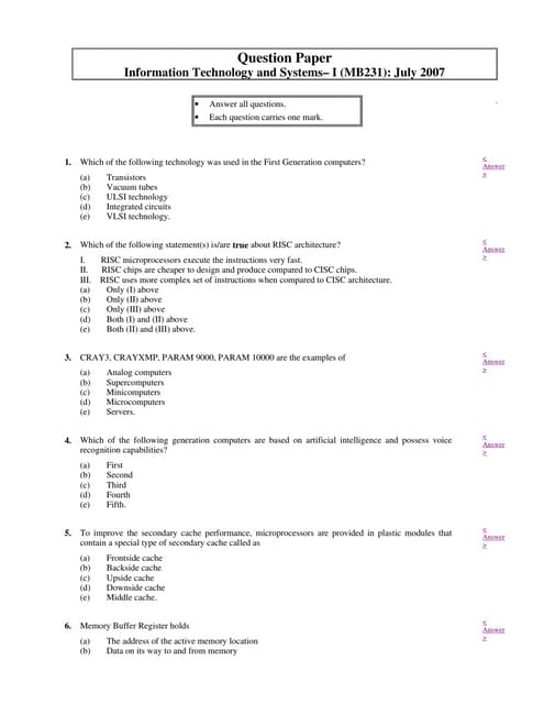 Computers basic mcq questions 3 | PDF